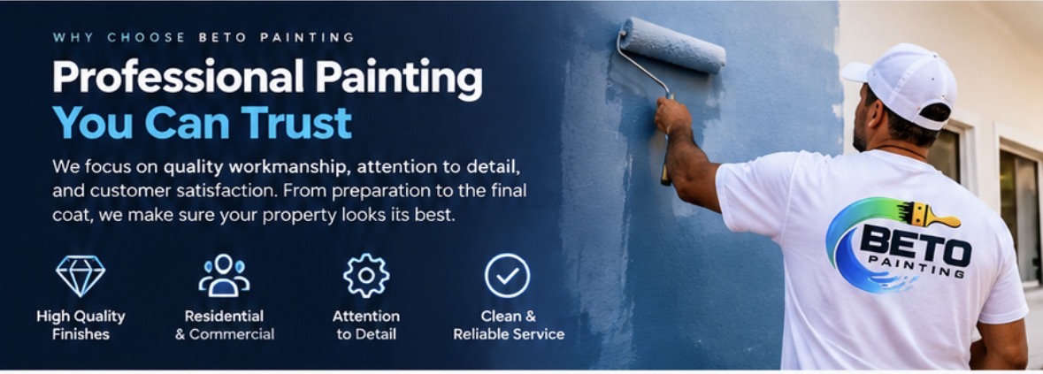 Why choose Beto Painting: professional painting you can trust, with a focus on quality workmanship, attention to detail, and customer satisfaction.